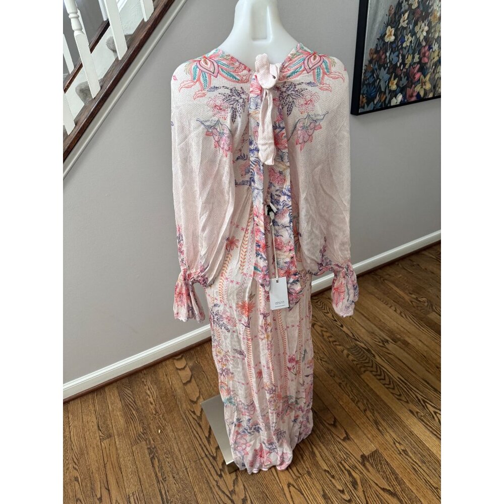 NWT Hemant & Nandita Revolve Kati Kaftan Maxi Dress Peach Floral Size XS No Slip - Picture 4 of 4